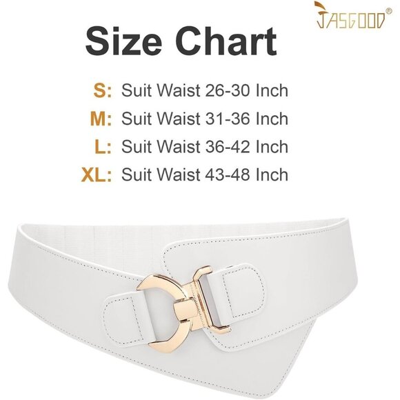 Women\'s Wide Elastic Stretch Waist Belt Adjustable Dress Belt Matte White Gold main image 5